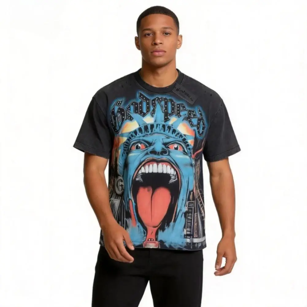 Godspeed Skull Graphic Oversized T Shirt Vintage Streetwear Cotton
