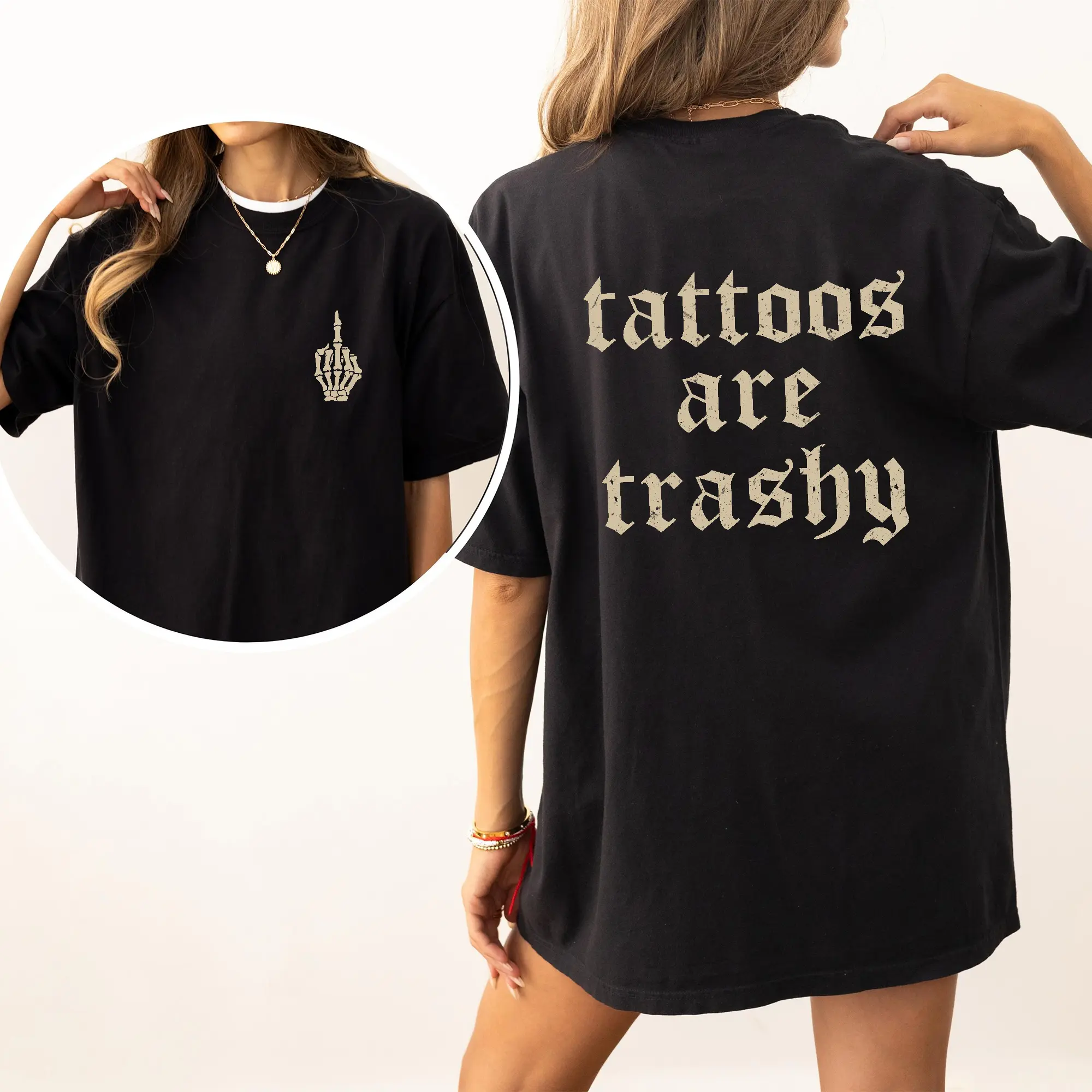 Vintage Tattoos Are Trashy Comfort Colors Double Sided Shirt, Tattoos Vintage Graphic Tee, Retro Sarcastic Tattoos Unhinged Shirt, Tattooed Mom Shirt, Tattoos Lover Shirt, Comfy Graphic Tee, Women's Tops, Womenswear, Cotton Fabric Relaxed Fit Style