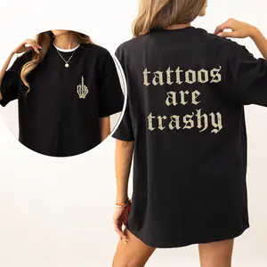 Vintage Tattoos Are Trashy Comfort Colors Double Sided Shirt, Tattoos Vintage Graphic Tee, Retro Sarcastic Tattoos Unhinged Shirt, Tattooed Mom Shirt, Tattoos Lover Shirt, Comfy Graphic Tee, Women's Tops, Womenswear, Cotton Fabric Relaxed Fit Style
