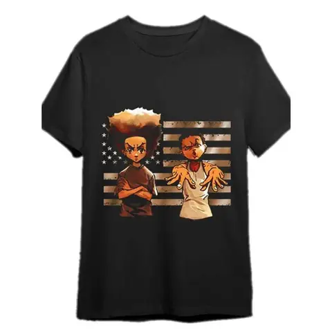 Men's Boondocks Creative Print T-Shirt - Classic Menswear Mens Clothing Short-Sleeve Comfy Cotton Top, Ultra-Soft, Breathable, Moisture-Wicking Round Neck Casual Tee for Everyday Wear