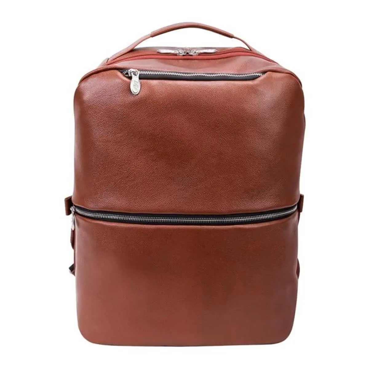 212 MAIN 17 in. U Series East Side Pebble Grain Leather 2-in-1 Laptop & Tablet Convertible Cross-Body Travel Backpack, with Shoulder Strap, Zipper Closure, Brown