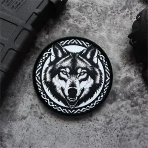 Wolf Totem Patch "Fenrir's Gaze" Nordic Printed Patches on Clothes Tactical Morale Badge Hook & Loop Patches for Backpack