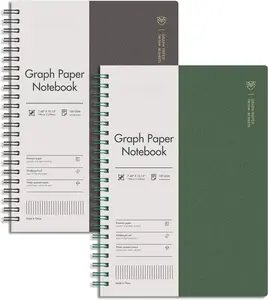 Graph Paper Spiral Notebook 7.48" x 10.15" - B5 Graph Paper Notebook, 2 Pack 320 Pages 100gsm Thick Grid Paper, Plastic Hardcover Journals for Writing Engineering Graphing Work School Supplies