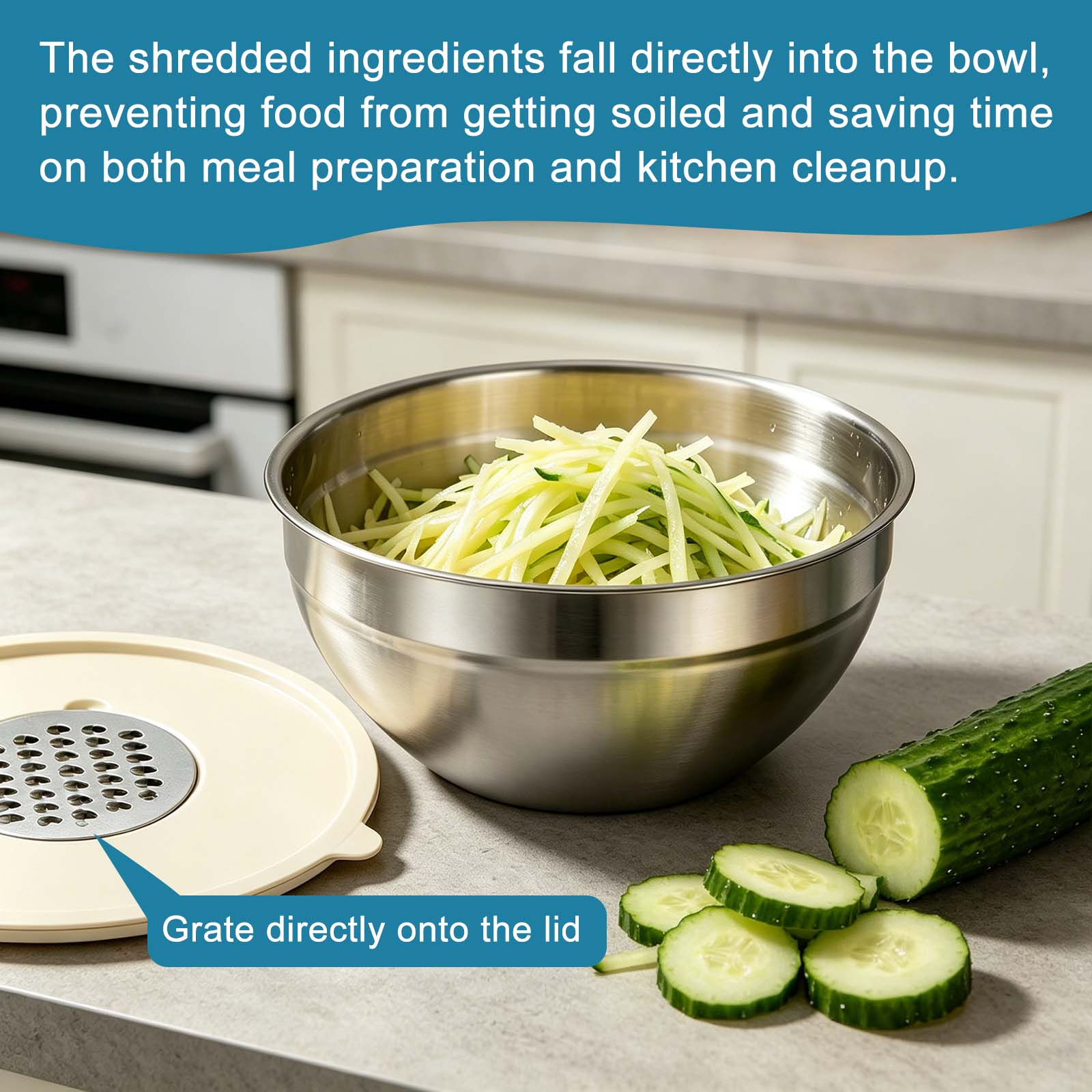 6 Piece Mixing Bowl with Lids Set,Stainless Steel Storage Bowls Kitchen,3 Grinder Attachments,Tableware Food Organizer Nesting Bowls Cooking Baking Airtight Kitchenware