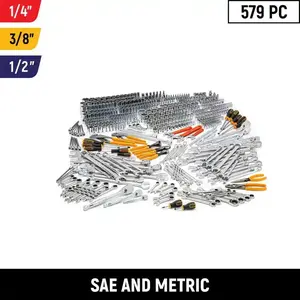1/4 In., 3/8 In. and 1/2 In. Drive Master Mechanics Tool Set (579-Piece)