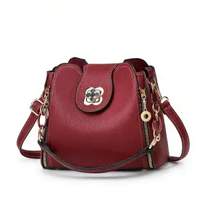 Women's Fashionable Solid Color ShoulderBag, 2024 New Style Trendy Versatile BuckleDecorated Shoulder Bag, Casual TrendyVersatile Daily Affordable Luxury Bag