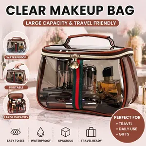 New Must-Have Large-Capacity Transparent Cosmetic Bag — Waterproof & Clear Toiletry Pouch, Skincare & Makeup Organizer, Portable Handheld Travel Wash Bag,summervibes