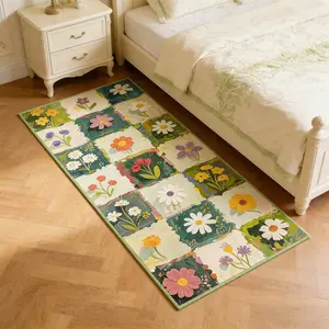 Floral Bedside Carpet, Modern Simple Style, Soft Comfortable Plush Rug, Floral Area Rug, Flower Pattern Rugs, Room Decoration Mat, Home Decor Rugs, Suitable for Living Room Bedroom Porch Bathroom