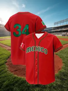 Men's baseball sport shirt - Red V-neck short-sleeved, loose-fit casual sportswear, suitable for training and daily wear, baseball shirt, Apparel Jersey