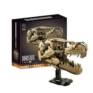 Tyrannosaurus Rex Skull Bricks Toys DIY Assembly Dinosaur Bones Building Blocks Model Sets Creative Desktop Ornaments For Ideal Birthday Christmas Halloween Gifts