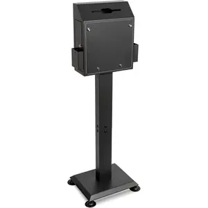 D26-H - Suggestion Box with Stand, Floor Standing Offering Box, Upgraded Heavy Duty Metal Locking Ballot Collection Safe Box for Voting Contest Charity Donation Church Election, Large, Black