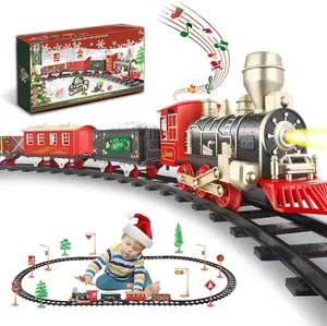 Christmas Train Set for Around the Tree with Lights & Sounds - Electric Toy Train Set for Kids, Toddler Model Train Gifts for Ages 3-8+