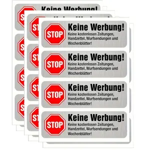 20 Adhesive Stickers German Labels Stop Free Newspapers Flyers Brochures Mail Weekly Papers Ads Size 2.64x0.83 Inches Polyester Material