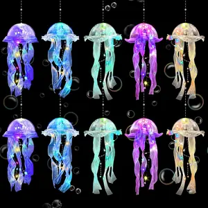 Hanging Jellyfish Lights, 10 Pack LED Jellyfish Lanterns, Colorful Under The Sea Party Decorations for Mermaid Birthday Pool Ocean Theme Kids Room