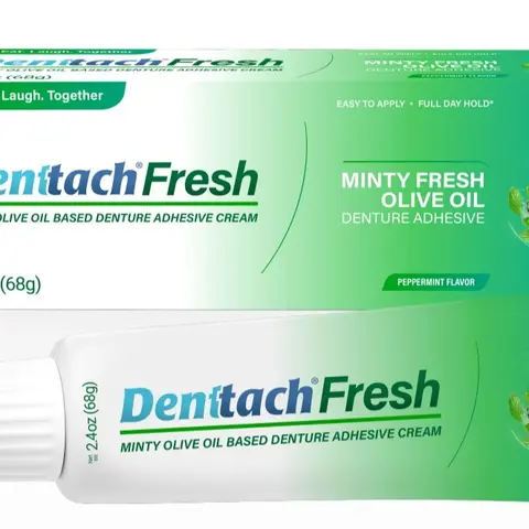 Denttach Fresh Olive OIl Based Denture Adhesive with a Strong Mint Flavor for Daily Use