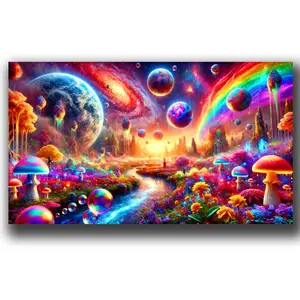 Large Diamond Art Painting Kit, Colorful Scenery & Moon Design, DIY Full Drill Crystal Rhinestone Craft, Gem Art for Home Wall Décor