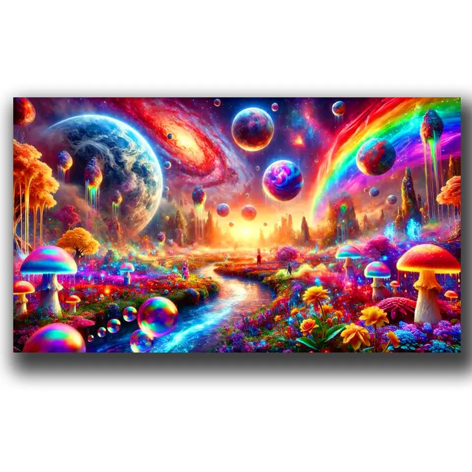 Large Diamond Art Painting Kit, Colorful Scenery & Moon Design, DIY Full Drill Crystal Rhinestone Craft, Gem Art for Home Wall Décor, Handicraft
