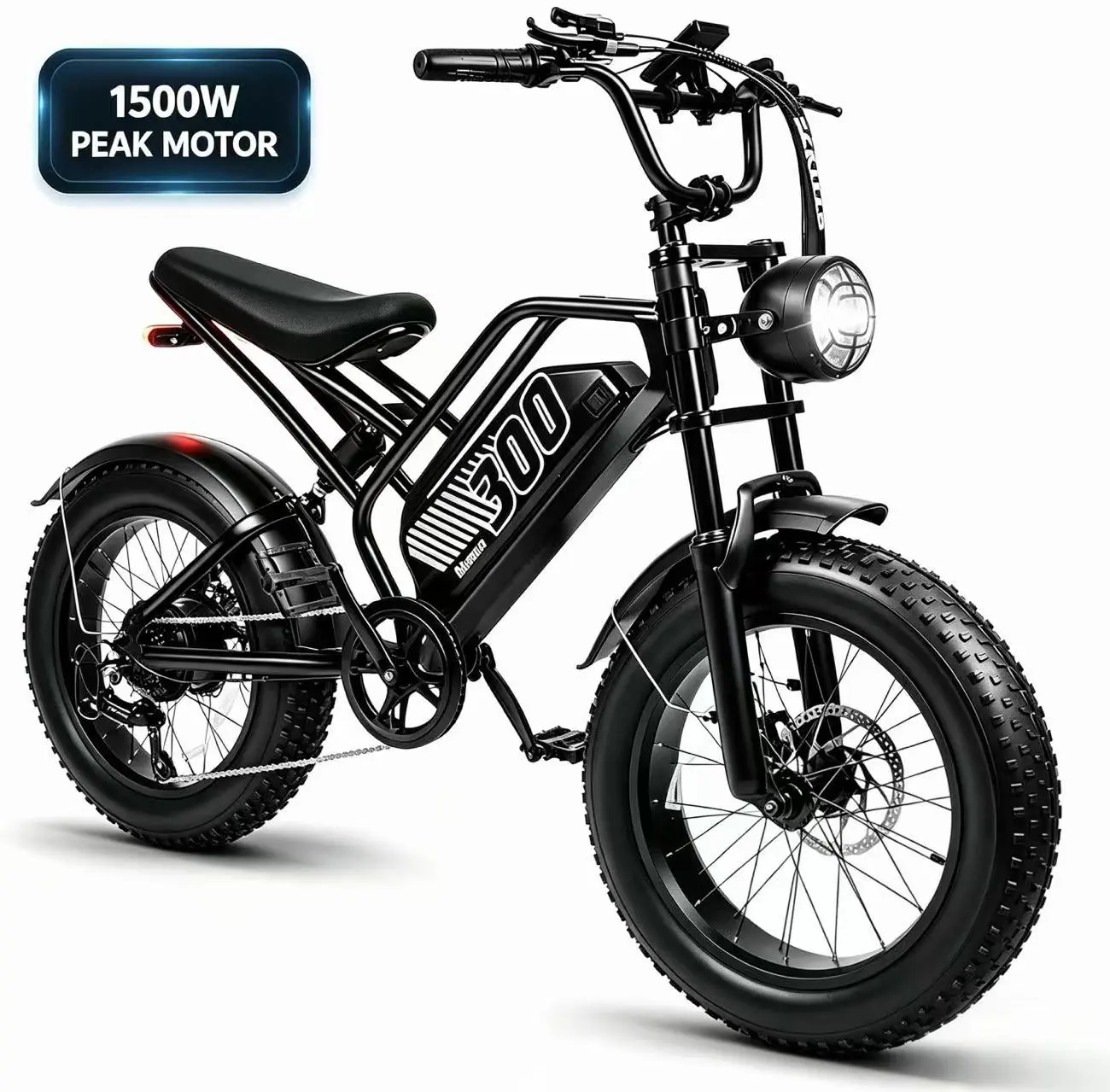 ESKUTE V300 Adult Fat Tire Electric Bike, 20" x 4.0" All-Terrain Ebike | 1500W Peak Motor, Full Suspension, 48V 20.8Ah Removable Battery for Off-Road & Daily Commuting