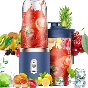 1pc 400ml Wireless Portable Blender Electric Juicer Machine USB Rechargeable Mini Fruit Juicer Mixer With 6 Blades Dual Cup Multi Functional Juice Cup Blender For Kitchen Food Processor At Home Or Outdoors Perfect For Vegetables Fruits