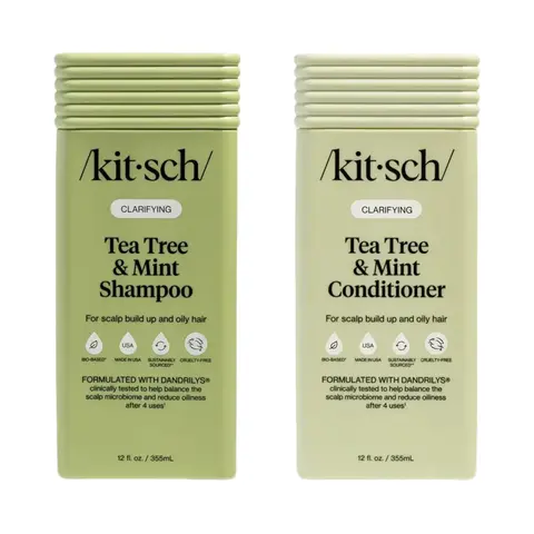 Kitsch Clarifying Tea Tree & Mint Shampoo & Conditioner Combo Peppermint Lightweight