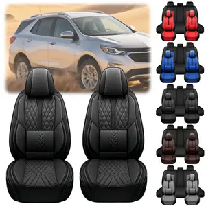 For Chevrolet Equinox SUV Car 5 Seat Covers Pick-up Full Set Premium Leather Front Rear Cushion Protector Pad Mat with 3D Lumbar Pillow 5 Sit Pickup, Waterproof Breathable Non-Slip Easy Installation Full Surround Design with Storage Bag