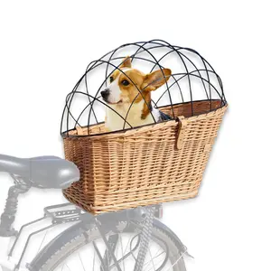 Wiklibox Handwoven Wicker Rear Bike Basket for Dogs