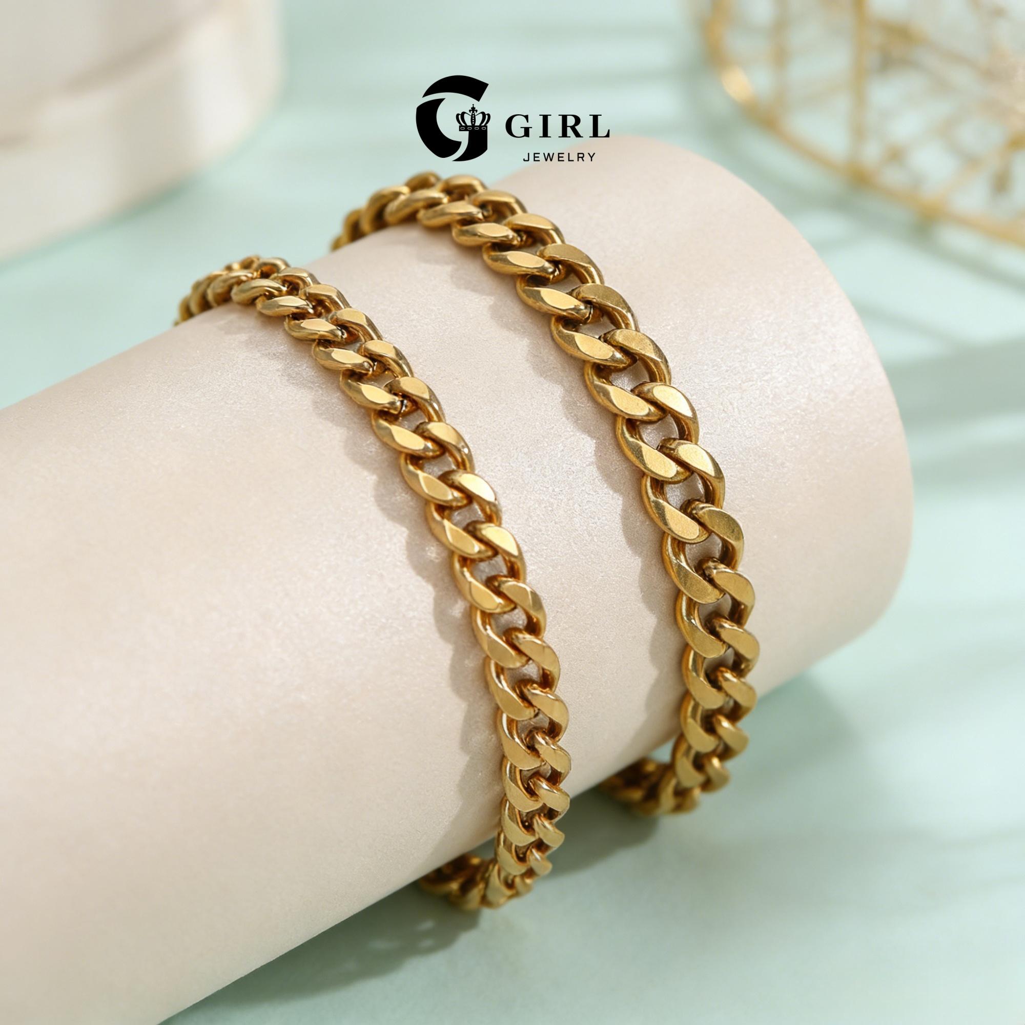 GGIRL Double-layer Chunky Cuban Link Chain Anklet for Women and Man Waterproof Adjustable Length Fashion Chic Accessories Trendy Layered Anklet Set Jewelry Gift