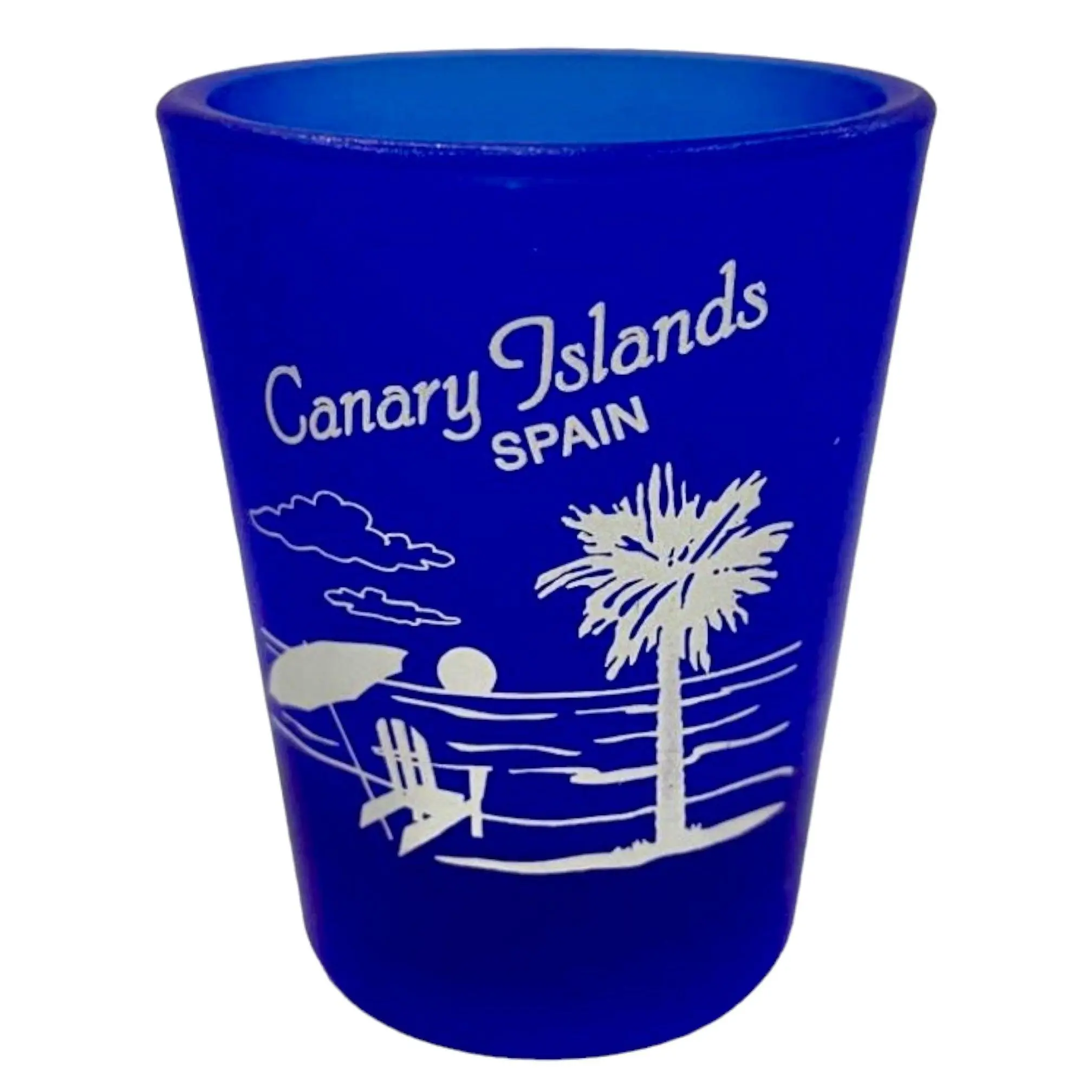 Canary Islands Spain Cobalt Blue Frosted Shot Glass