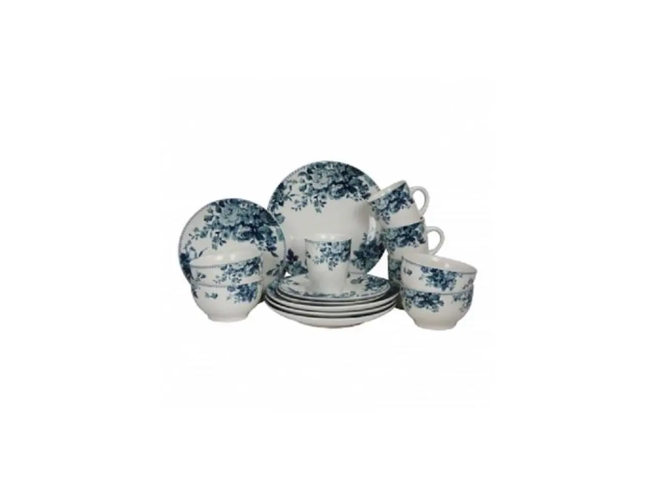 Elama Traditional Blue Rose 16 Piece Dinnerware Set Elama Traditional Blue Rose 16 Piece Dinnerware Set
