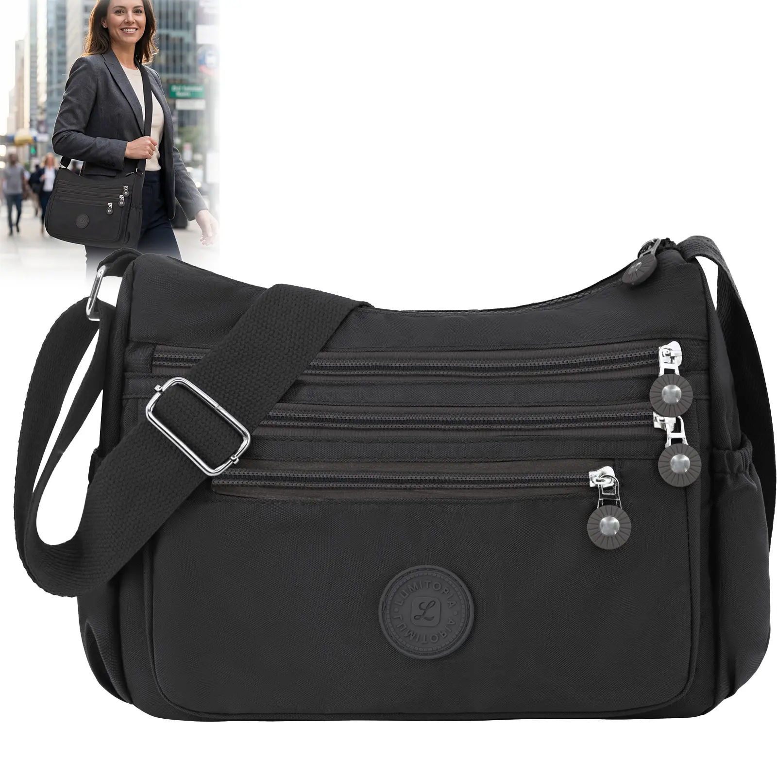 Nylon Waterproof Anti-Theft Crossbody Bag for Women, Multi-Layer Pocket Shoulder Purse, Practical Travel Wallet & Perfect Mother's Day Gift for Mom