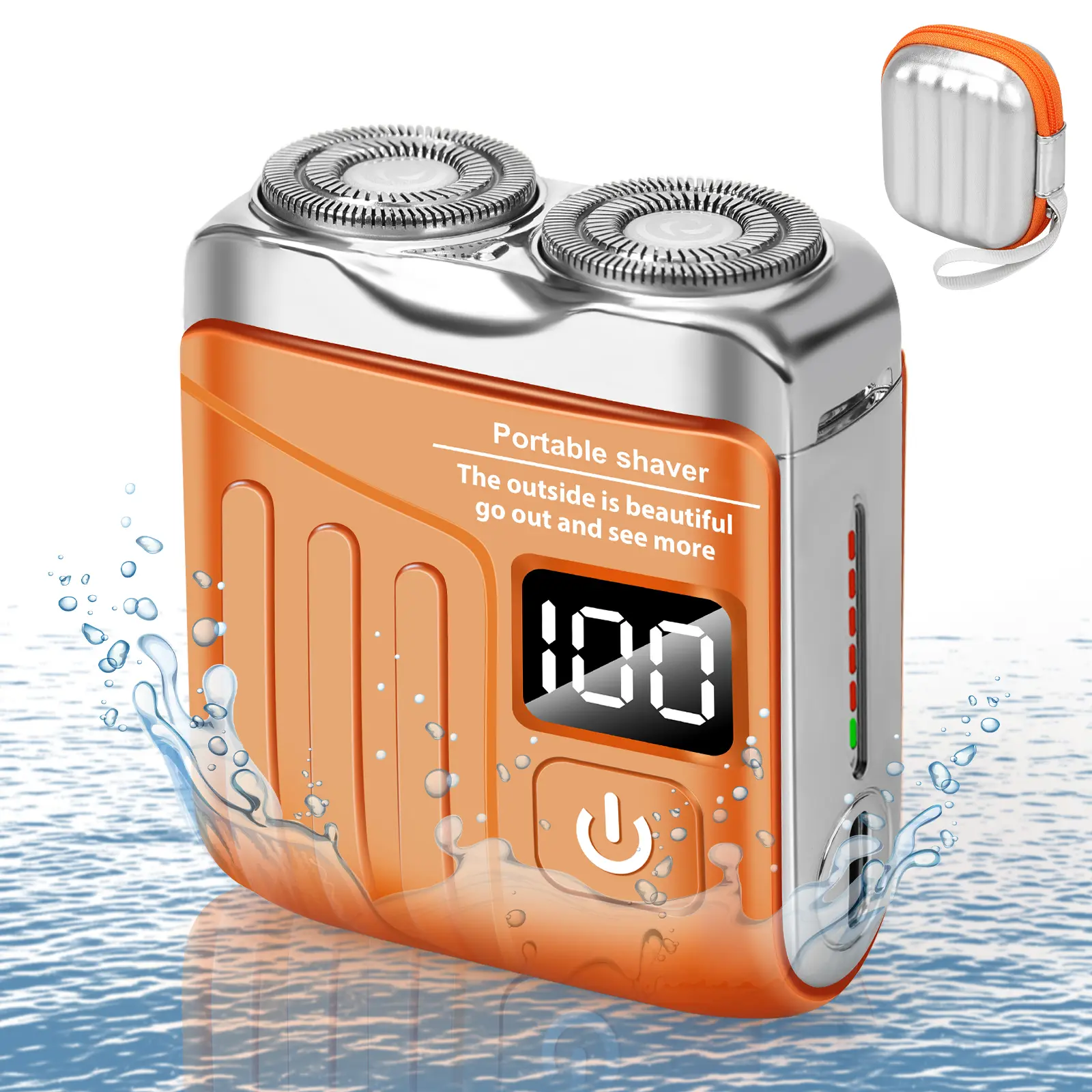 Luggage Mini Electric Shaver Portable Suitcase Design Waterproof Fast Charging Double-Ring Magnetic Cutter for Travel & Daily Grooming