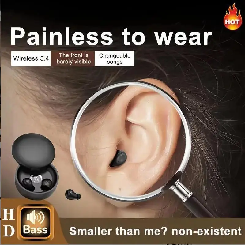 Wireless Ultra Small Sleep Bluetooth Earbuds, Invisible Mini Tiny New In-Ear Headphones, High Sound Quality Universal for Work & Daily Use