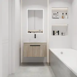 30 " Modern Design Float Bathroom Vanity With Ceramic Basin Set,  Wall Mounted White Oak Vanity  With Soft Close Door,KD-Packing,KD-Packing,2 Pieces Parcel(TOP-BAB400MOWH)