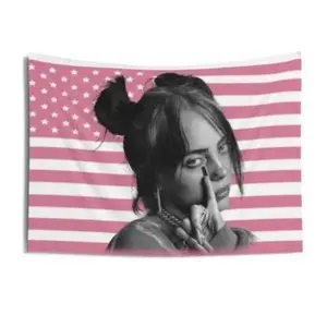 # Billie Pink Tapestry, Wall Hanging # Eilish Art Prints Poster Wall Decor Tapestry, for Clubs Bars University Dormitories Living Rooms Bedrooms Gift Home Hanging Decorate Tapestries