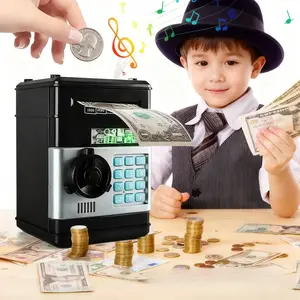 Safety ABS Electronic Piggy Bank - High-Capacity Cash Coin Jar with 4-Digit Password Lock, Automatic Banknote Suction, Automatic Roll, Coin Counter, Encourages Saving Habits, Educational Toy for 3-12 Year Old Kids, Birthday Gift (Batteries Not Included)