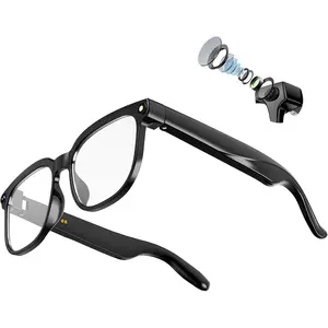 AI  Glasses with Camera, 8MP 4K  Video & Photo Capture, Real-Time Translation, Recording Glasses with AI Assistant, Open-Ear Audio, Object Recognition, for Vlog, Outdoor & Hiking(Clear lens)