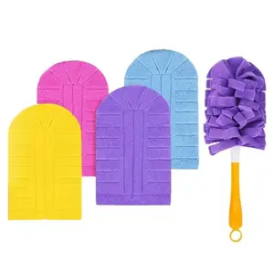 5-piece set, suitable for Swiffer dusters, 360-degree duster replacement cloth heads, dual-use for wet and dry, washable handheld duster with handle, double-sided for cleaning