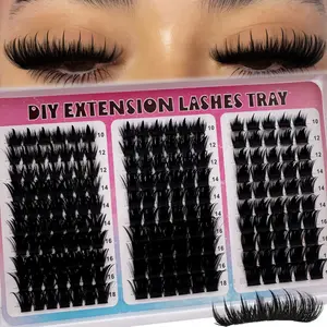 UMIRYAO 300D+200D+160D/60D+100D+60D Spikes Lash Cluster Eyelash Extensions 180pcs/260pcs Thick Spiky Individuals Lashes 10-18mm Mega Wispy Eyelash ExtensionD Curly Lash Extension Unique Spiky Cluster Eyelash Extensions DIY at home