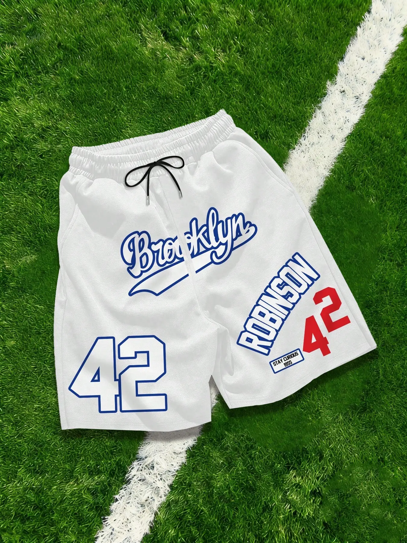 Unisex Multi-Color Brooklyn Robinson 42 Basketball Shorts | Retro Brooklyn Aesthetic Streetwear, Vintage Sports Gym Shorts, Athletic Shorts, Casual Athletic Shorts