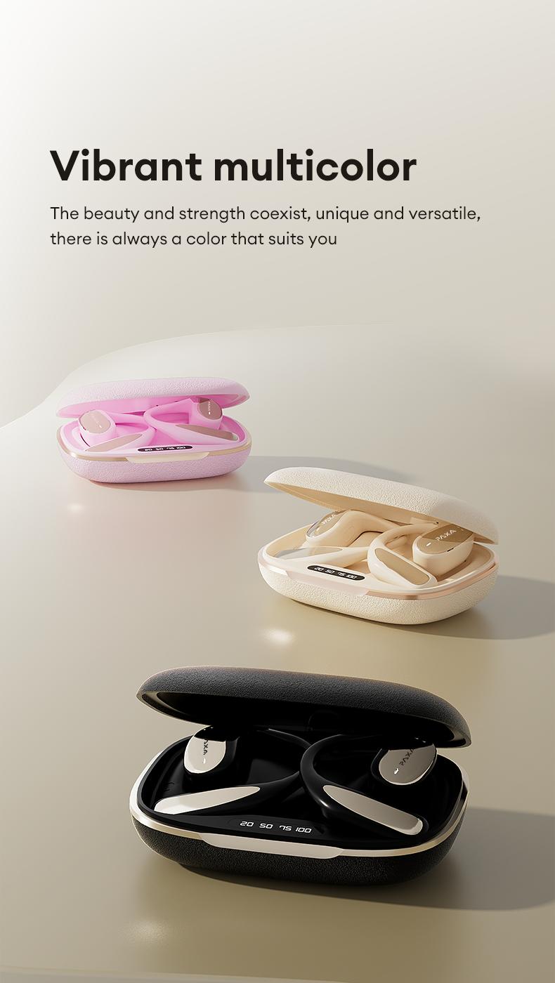 PAXA Vogbuds 5 Pro OWS Smart Voice Assistant Headset,Dynamic Stereo Sound Earbuds with ENC Call Noise Canceling Mic, Digital Battery Display