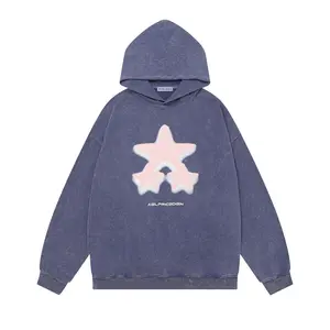 Aelfric Eden Womens Oversized Hoodie Heavyweight Vintage Streetwear Star Graphic Acid Wash Hoodies Pullover With Pockets