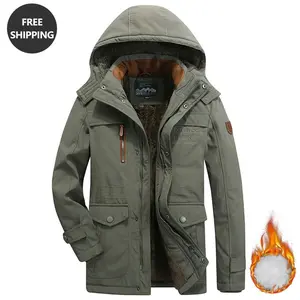 Free Shipping Men's Solid Color Long Zip-Up Hoodie Jacket, Regular Fit Casual Long Sleeve Coat with Pockets, Suitable for Autumn and Winter, Ideal Choice for Men's Everyday Wear Menswear Personalized Tops Wetsuit Army Green Beige Plain
