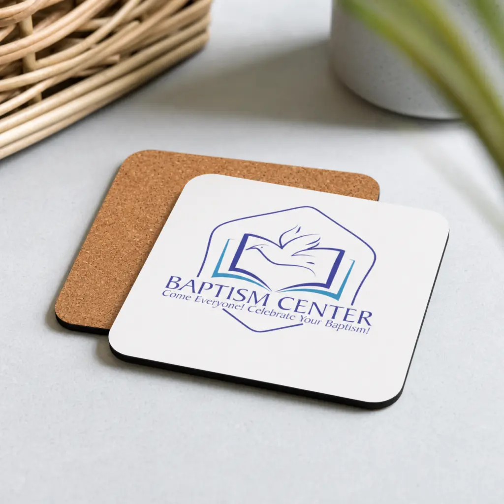 Baptism Center Christian Keepsake Cork-Back Coaster – “Celebrate Your Baptism" Waterproof Placemat Coffee
