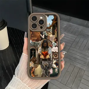 Trending Phone Case for iPhone 17 Pro Max 16 E 15 Plus 14 13 12 11 XS XR Jesus Collage Scratch-Resistant Shockproof Soft Silicone Cover