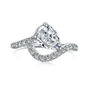 [G705]S925 Sterling Silver Personalized ins style Beautiful girl must have teardrop shape High carbon diamond ring