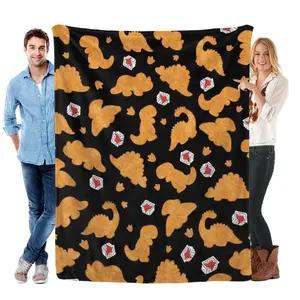 Chicken Nugget Blanket,Dino Nugget Blankets Gift Soft Cozy Plush Bedding Blanket,Fuzzy Flannel Fleece Funny Food Ketchup Blanket for Couch Sofa Camping,40"x50"-Throw Size for Kids ideal