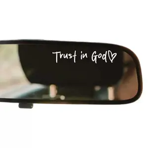 [4 Packs]Trust in god Car Rearview Mirror Cosmetic Mirror Life Faith Decorative Stickers, Car Decoration, Good gift for atmosphere,Easy installation