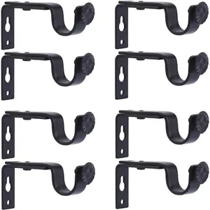 Duty Rod Brackets for 3/4 or 5/8 Inch Rod, Black Color, (Set of 8)