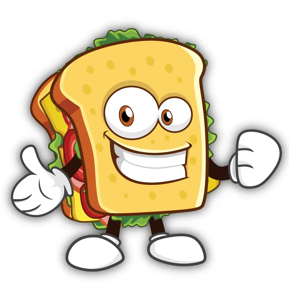 Knuckle Sandwich Cartoon Cut To Shape Vinyl Sticker (Automotive) (Blue Collar Humor) (Retro) (Water Bottle)