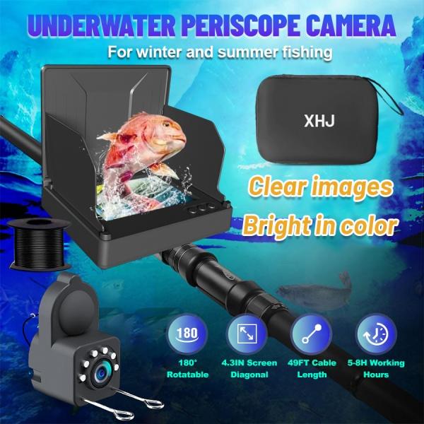 Portable Underwater Fishing Camera & Fish Finder – 1080P Waterproof Night Vision,4.3 Inch Screen, Compatible with Fish Tank/Aquarium, Perfect for Sea/River Fishing, Outdoor Gifts for Men, Dad, Fall & Holiday(Black)